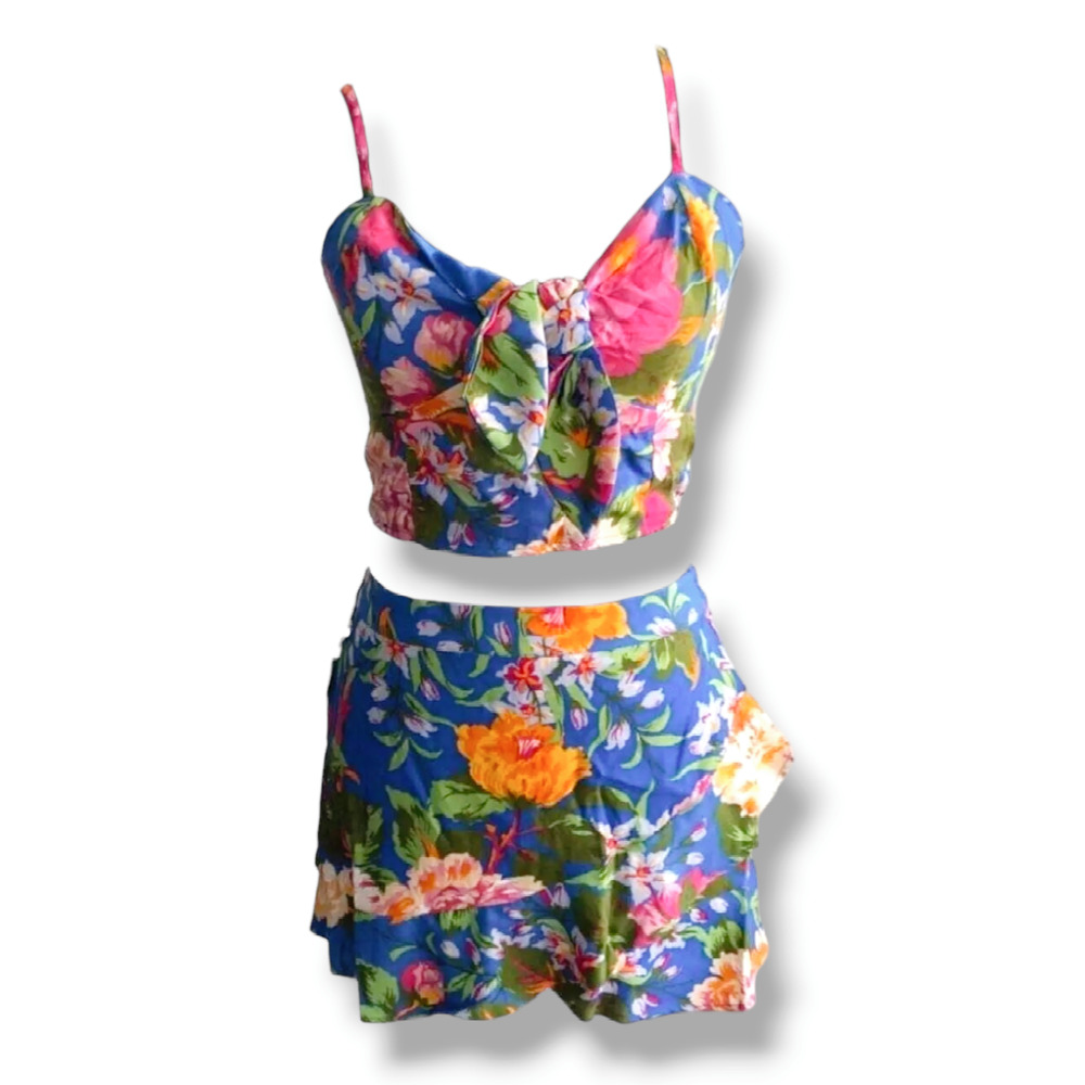 NWT B.O.G. Lottie & Holly Coordinated 2pc Set Crop Top & Skort Sz.‎ L [12] Blue